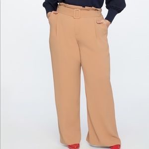 ELOQUII Caramel Paper-bag Waist Dress Pants- 16W